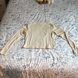 J crew ribbed longsleeve with gold buttons